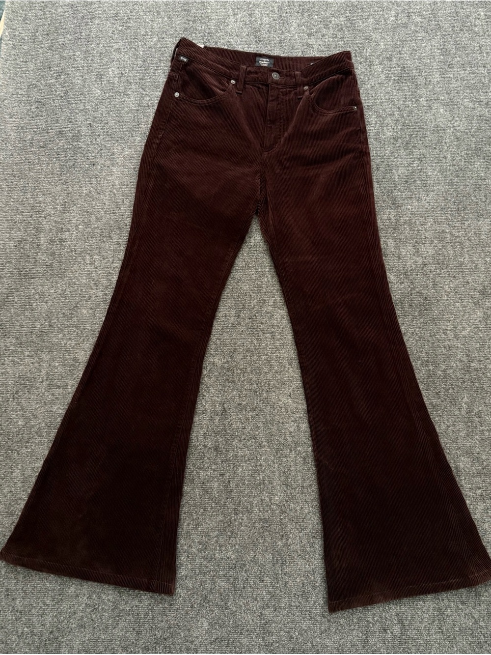 Citizens of Humanity Chloe Mid Rise Super Flare Corduroy Pants Maroon Size 28